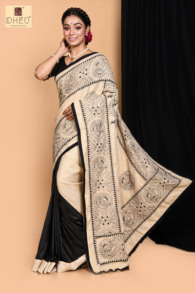 Raj kahini -Hand crafted kantha saree