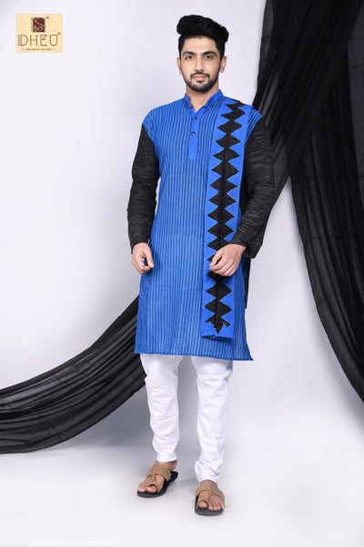 Monkshood Blue- Mekhela-Kurta Couple Set