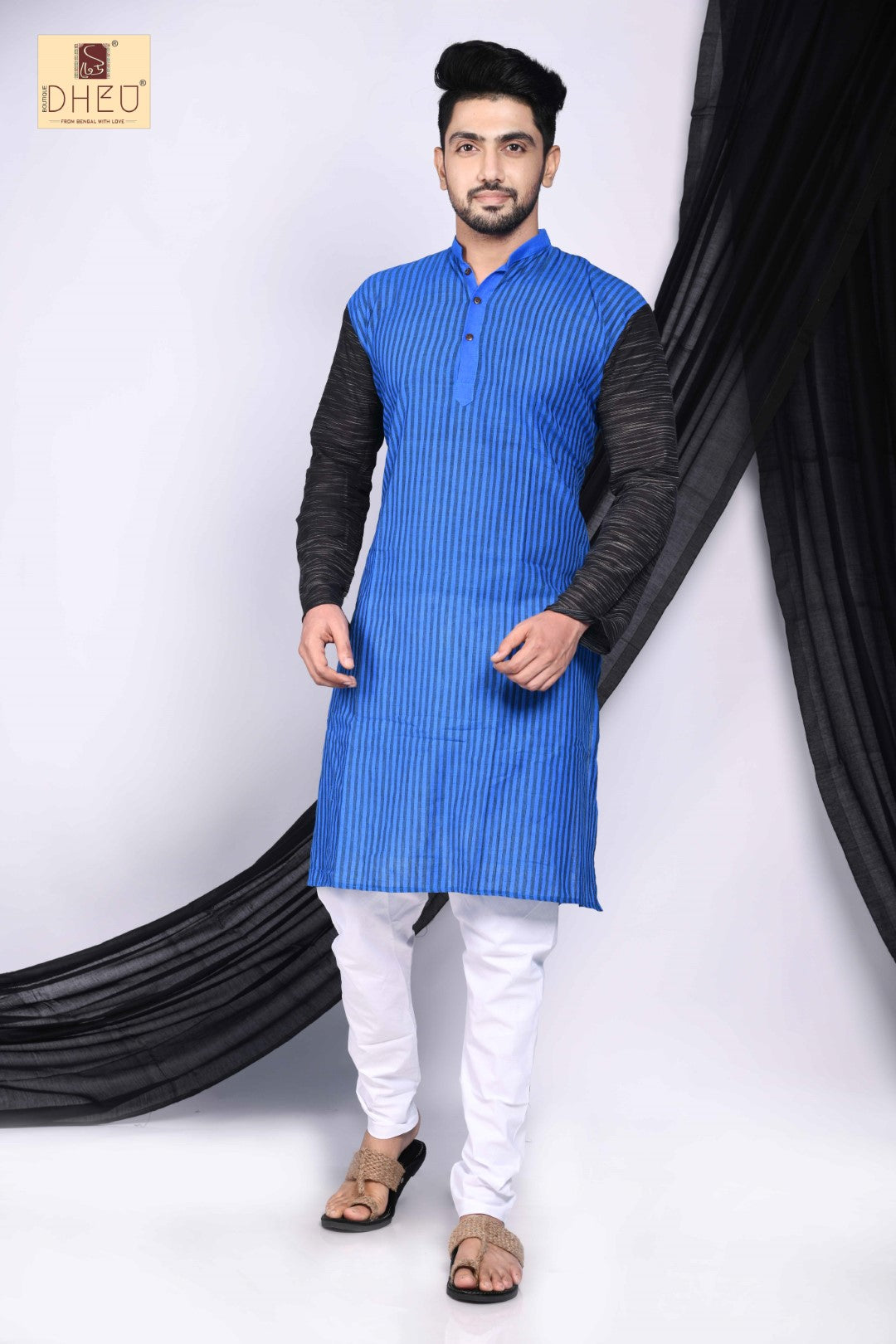 Monkshood Blue- Mekhela-Kurta Couple Set