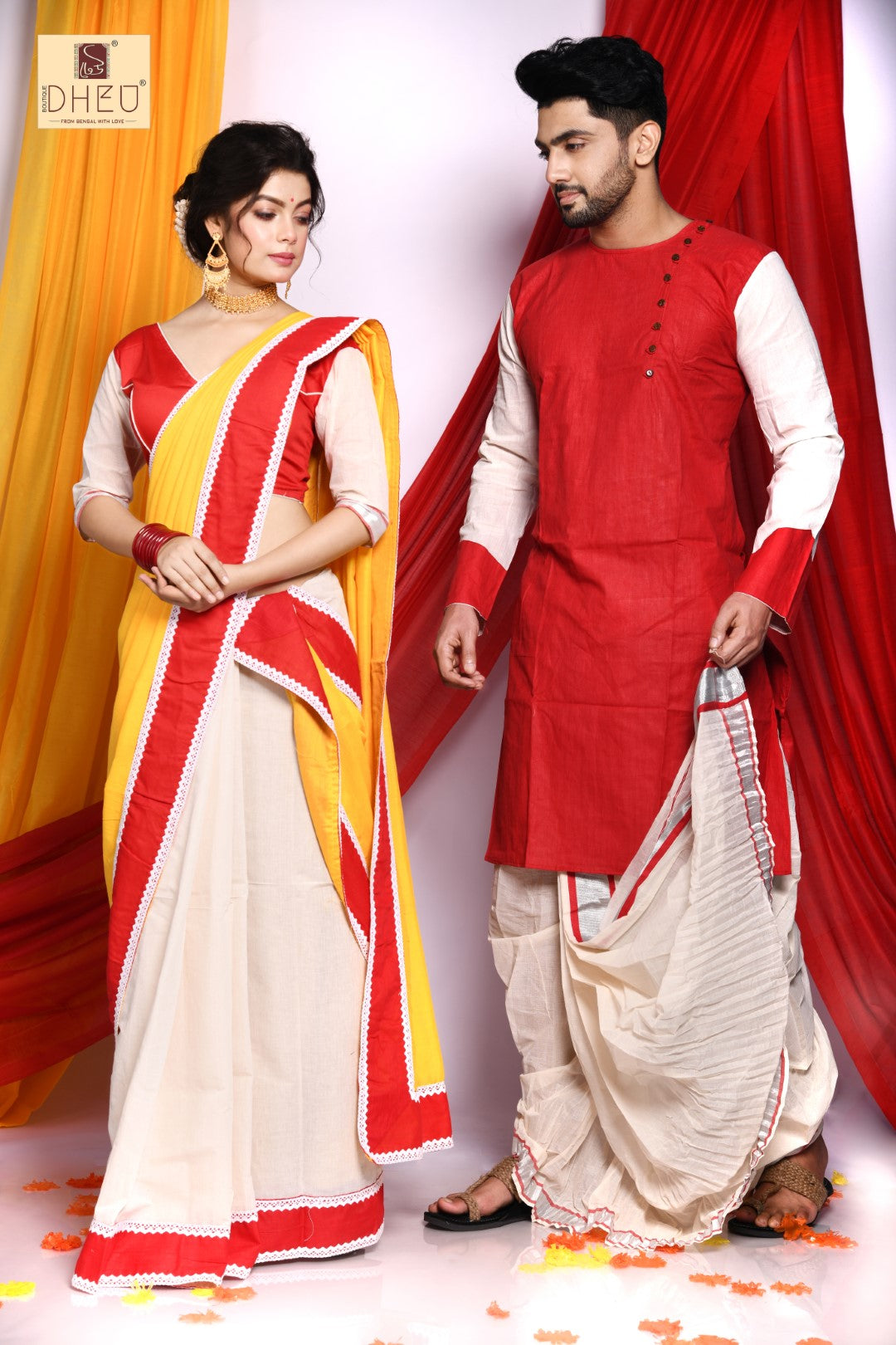 Mekhela Kurta Dhoti Couple set at Lowest Cost only at Boutique Dheu