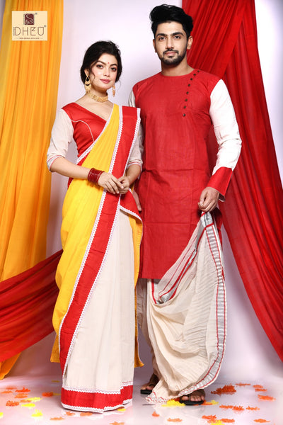 Gaye Holud- Mekhela-Kurta Couple Set