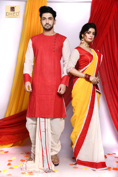 Gaye Holud- Mekhela-Kurta Couple Set