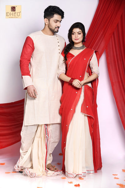 Notun Bou - Dheu Designer Mekhela Couple set