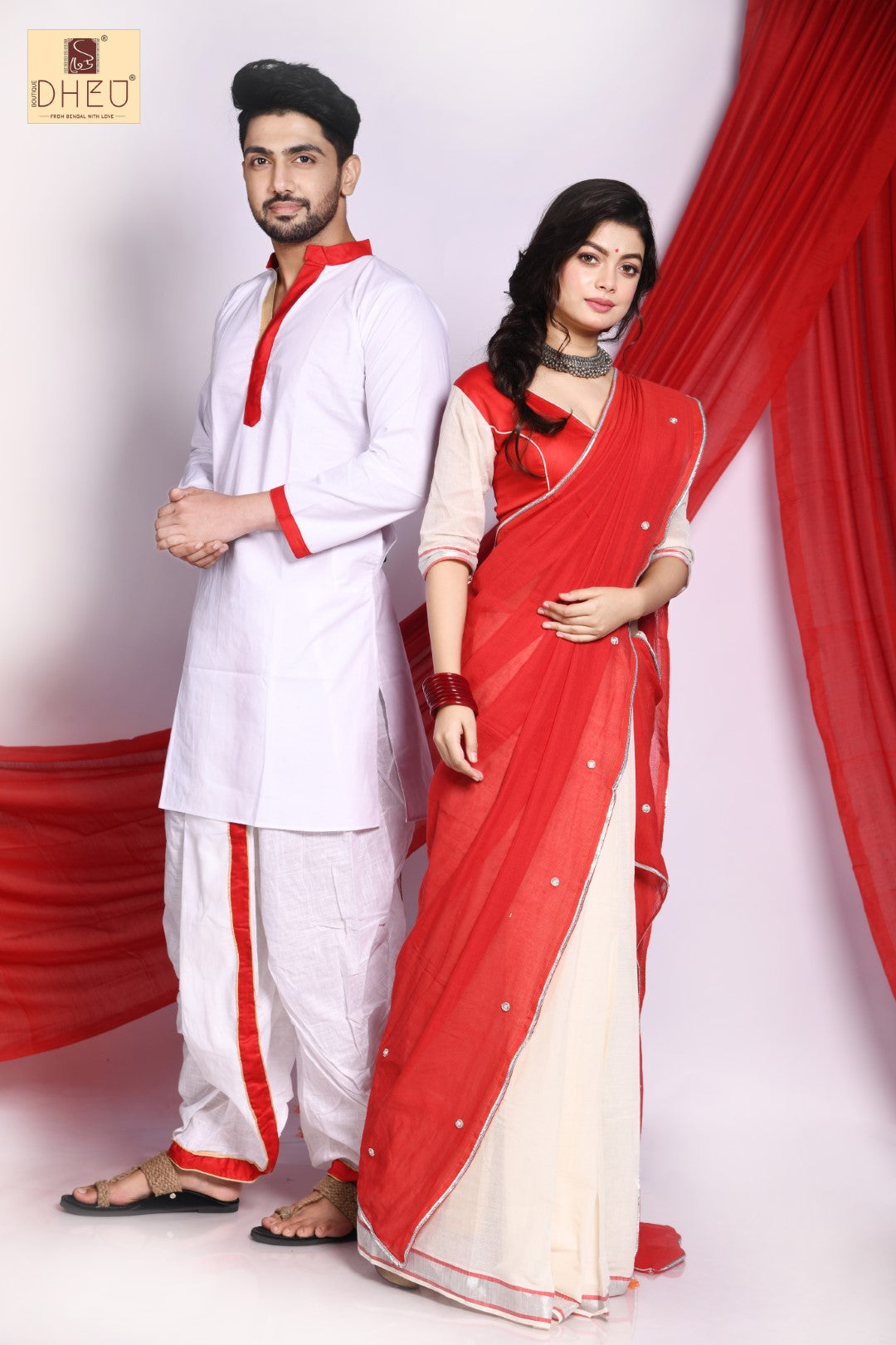 Madhu Chandrima - Dheu Designer Mekhela Couple set