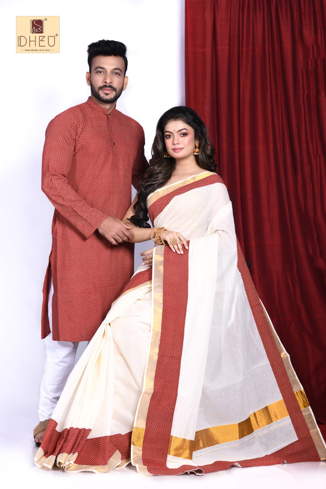 Saptamir Saaj -Saree-Kurta- Couple Set