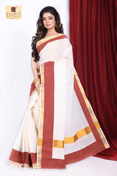 Kasavu - Dheu Fusion Saree