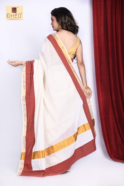 Kasavu - Dheu Fusion Saree