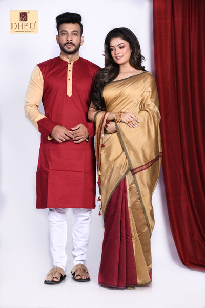 Saree Kurta Dhoti Couple set at Lowest Cost only at Boutique Dheu