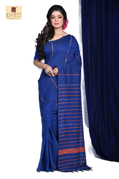 Periwinkle Blue- Khadi kurta-Saree Couple Set