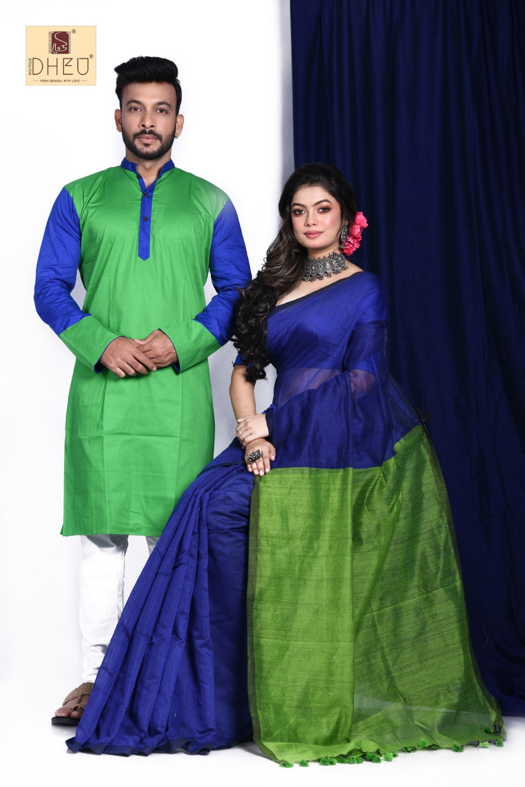 Amar Tumi- Cotton Saree Kurta Couple Set