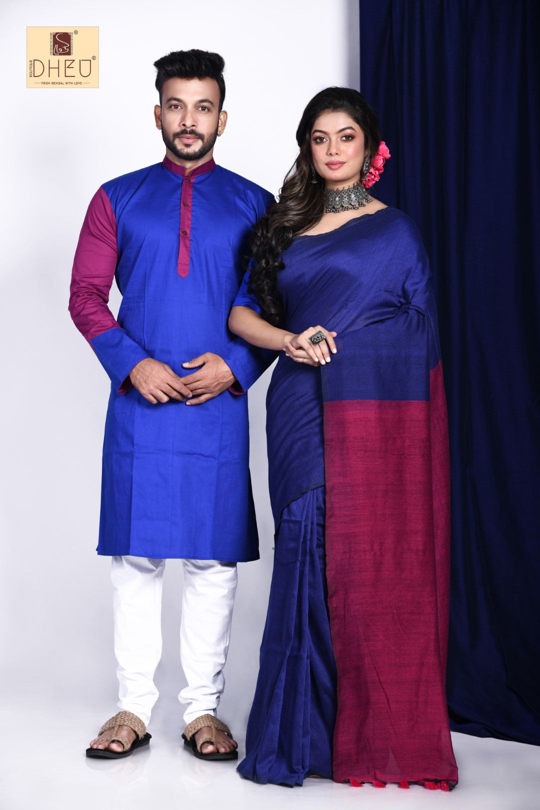 amaro Porano Jaha Chay- Handloom Kurta-Saree Couple Set