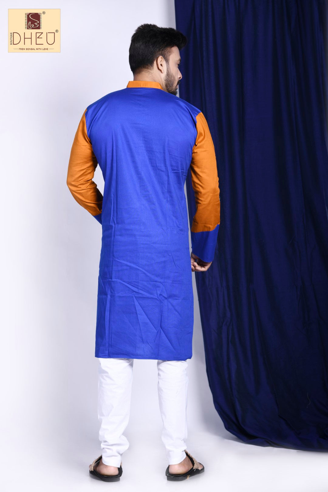 Tibetian Blue Poppy-Kurta-Saree Couple Set