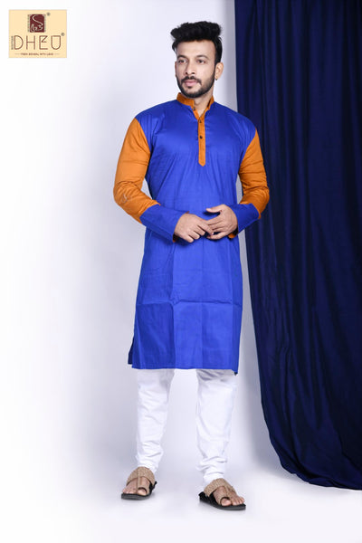 Tibetian Blue Poppy-Kurta-Saree Couple Set