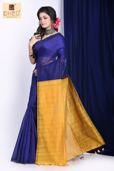 Tibetian Blue Poppy-Kurta-Saree Couple Set