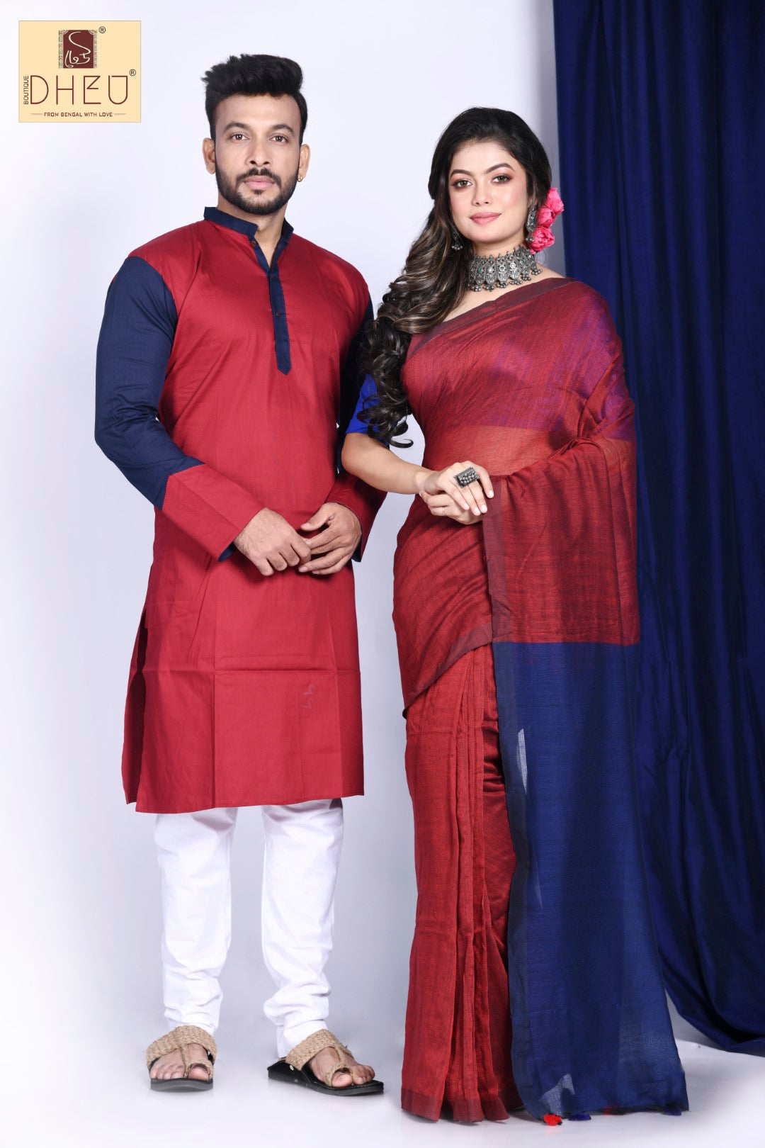 Glory-of-the-snow- Kurta-Saree Couple Set