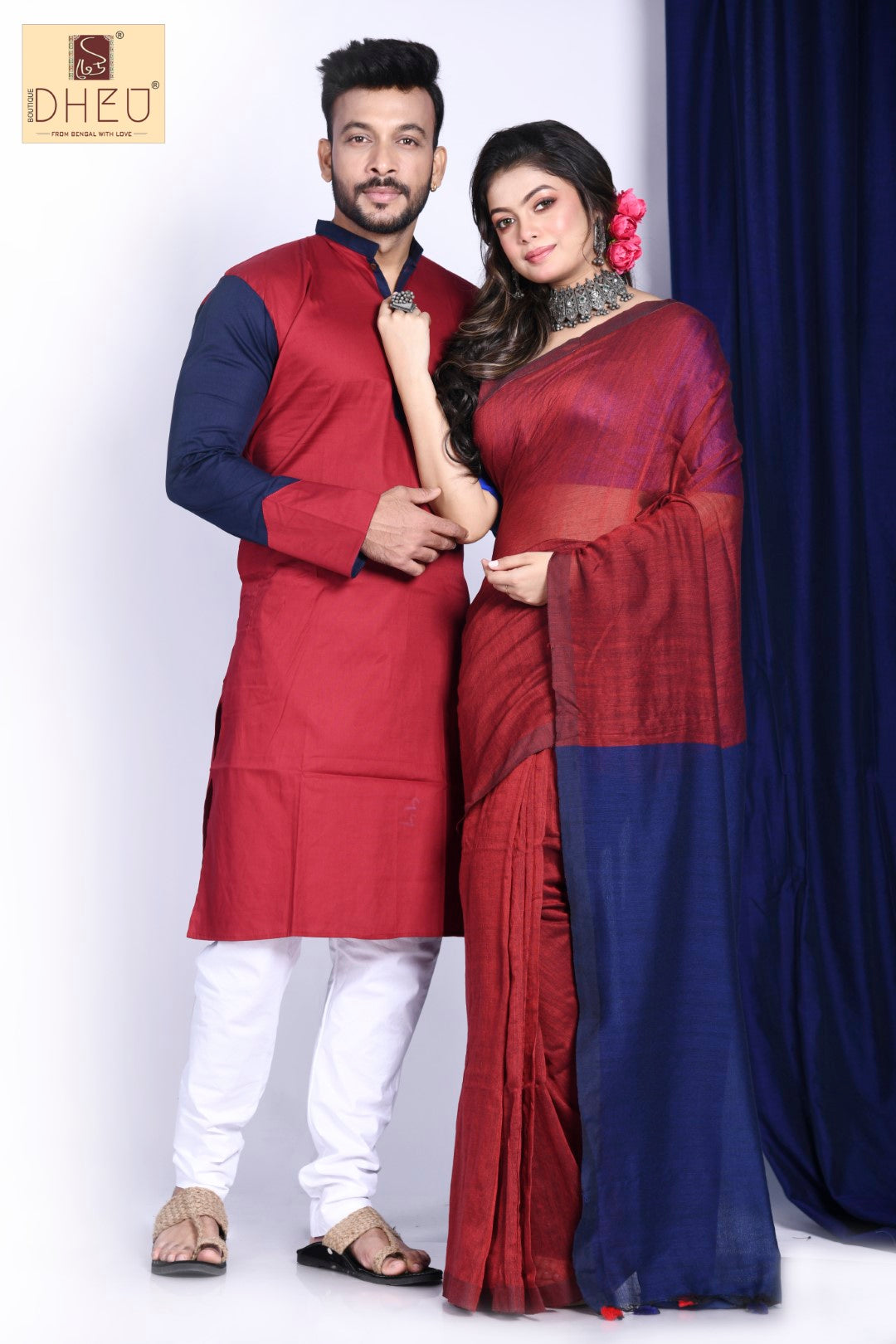 Glory-of-the-snow- Kurta-Saree Couple Set