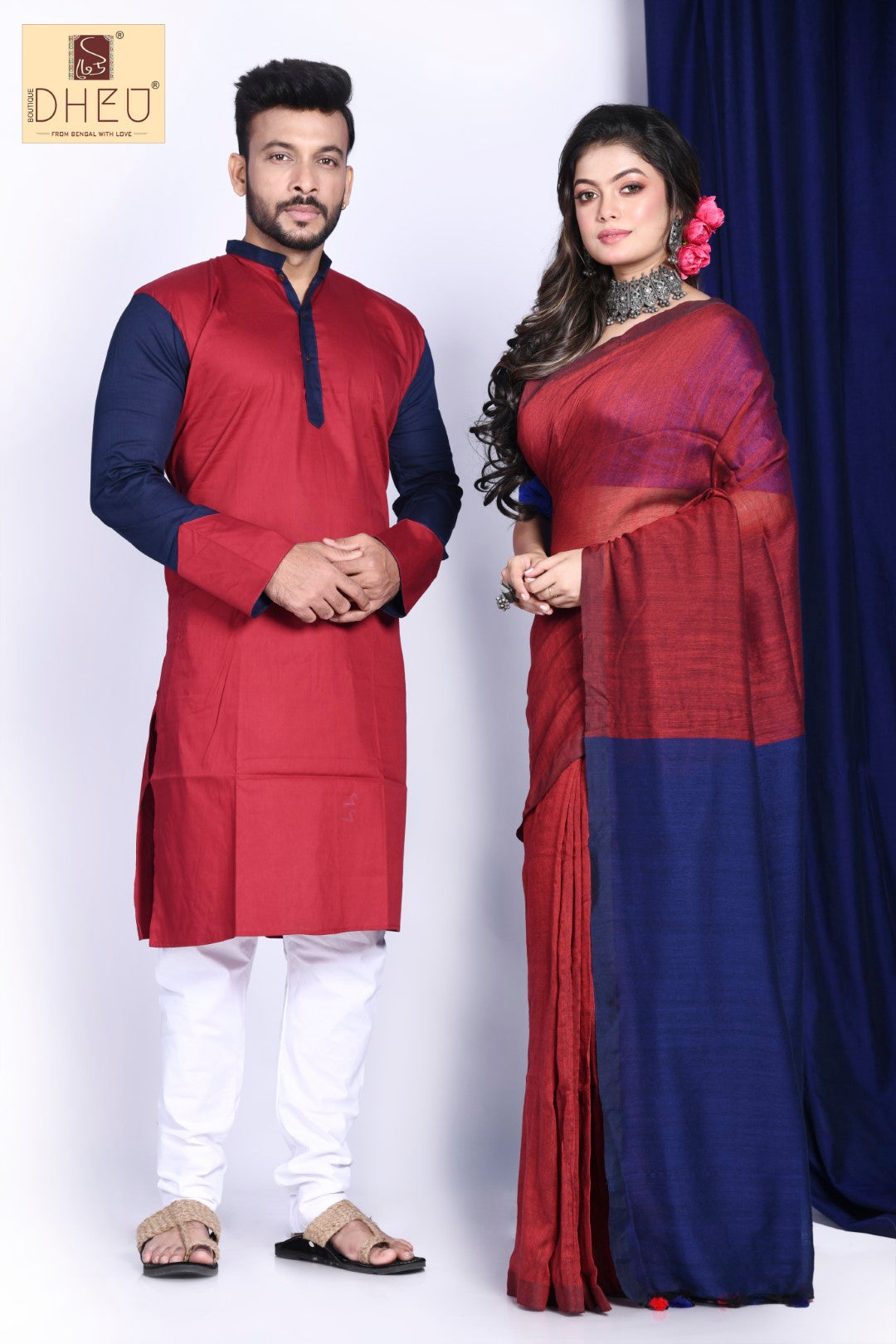 Glory-of-the-snow- Kurta-Saree Couple Set