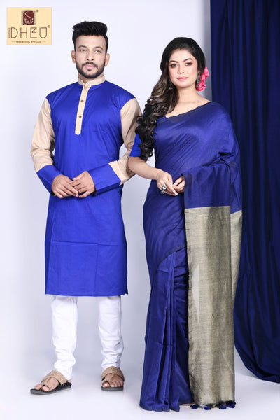 Blue Lily- Saree-Kurta Couple set