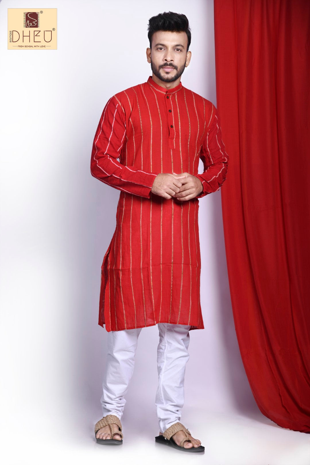 Begonia Red- Khadi Couple Set