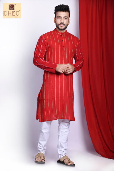 Begonia Red- Khadi Couple Set