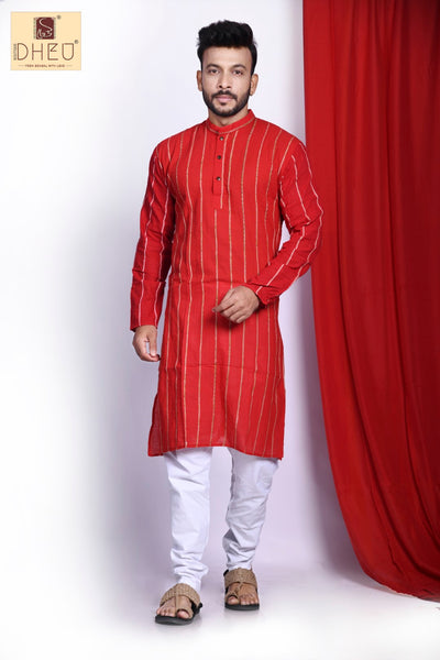 Begonia Red- Khadi Couple Set
