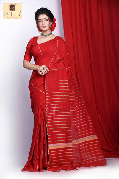 Begonia Red – Handloom Khes Cotton Saree