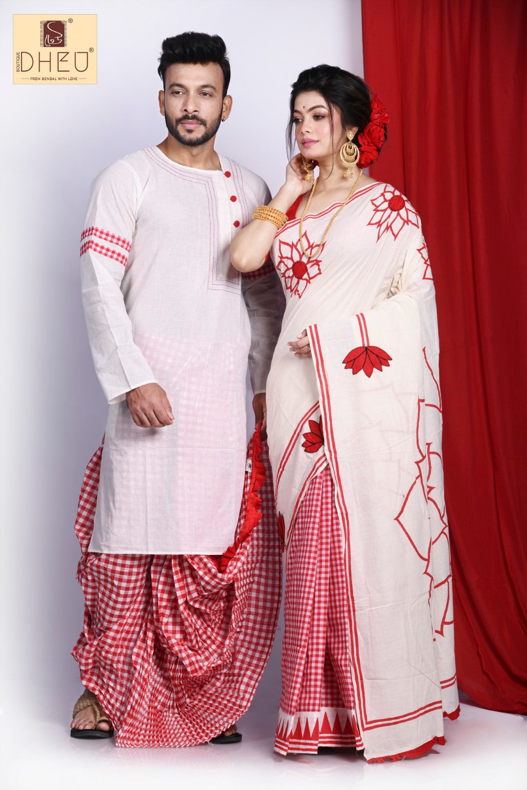 Maha Astamir Saaj- Saree-Kurta Couple Set