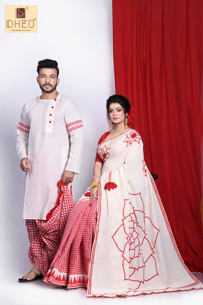 Maha Astamir Saaj- Saree-Kurta Couple Set