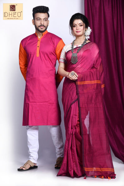 Amost Single 2-Handloom Kurta-Saree Couple Set