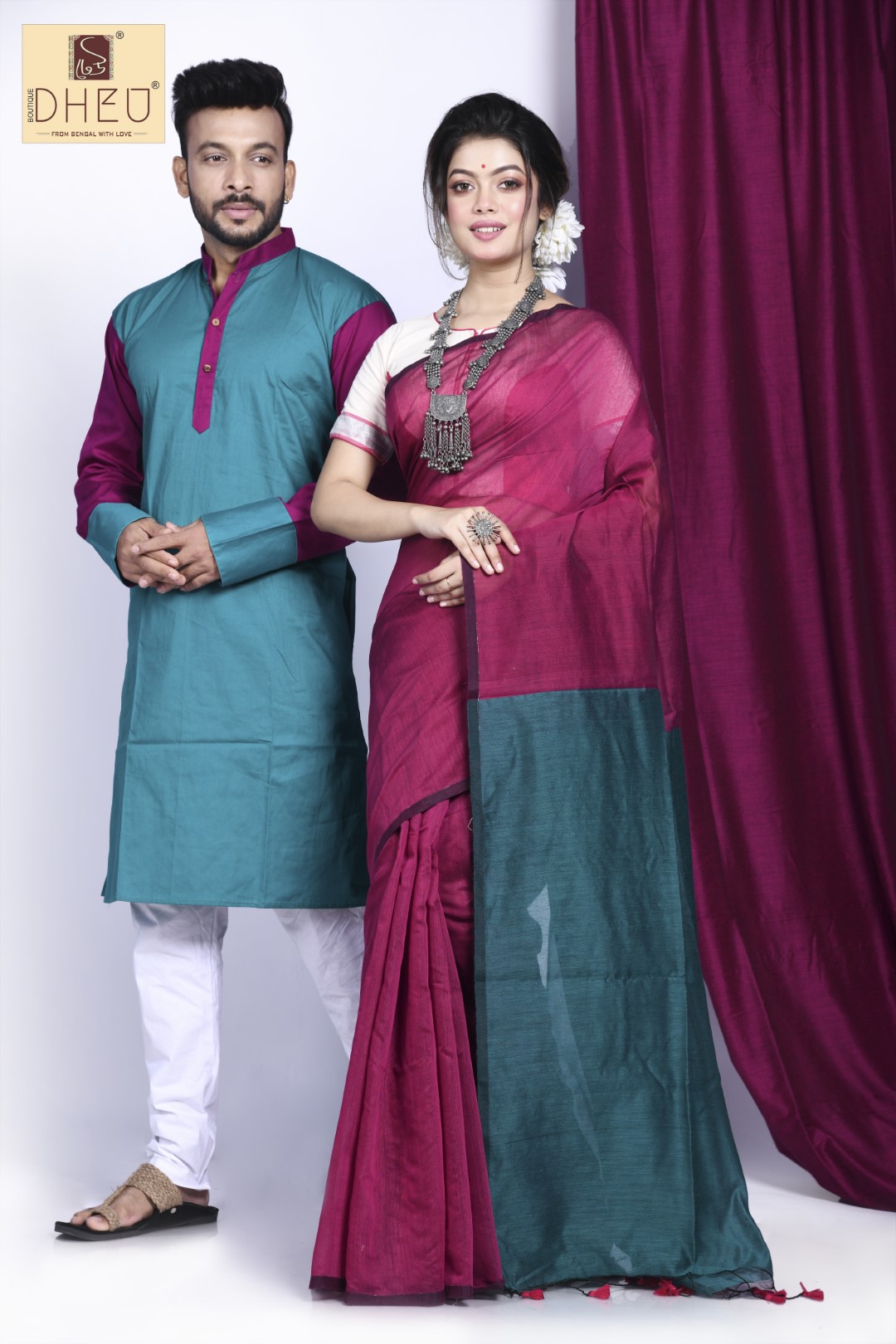 Festive Couple set-Kurta-Saree Couple Set