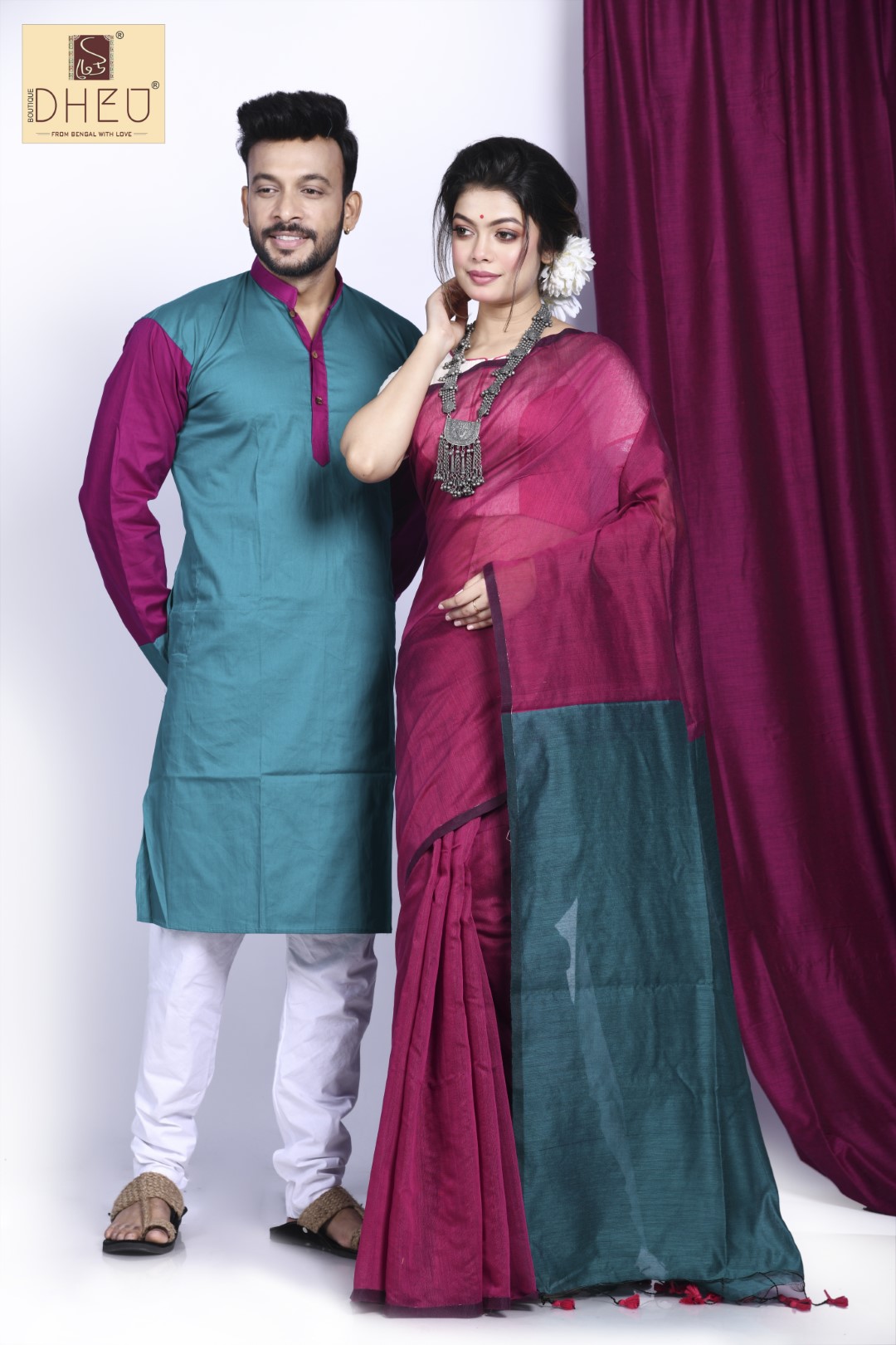 Festive Couple set-Kurta-Saree Couple Set