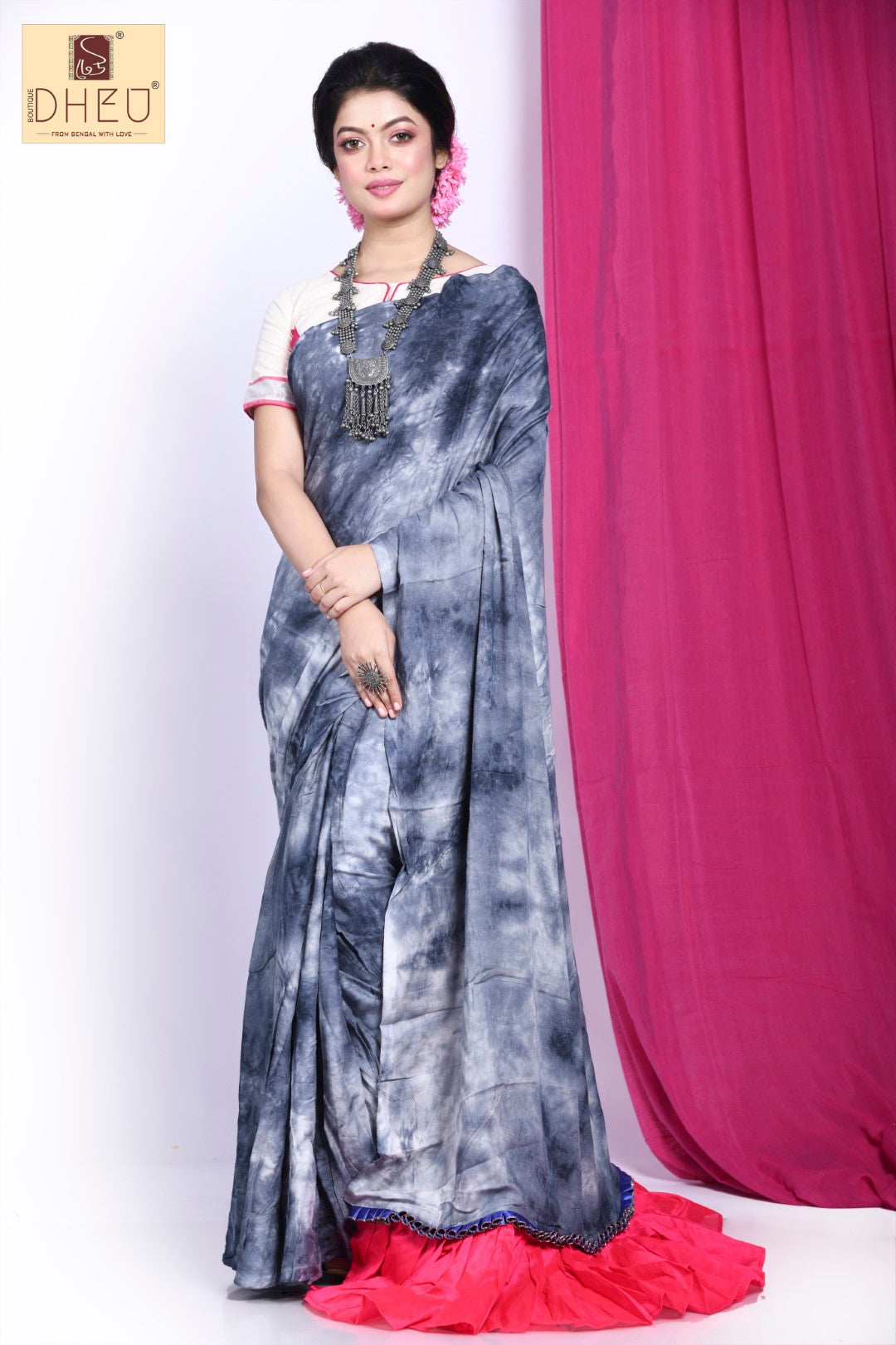 Pine Flycatcher-Dheu Exclusive Fusion Saree