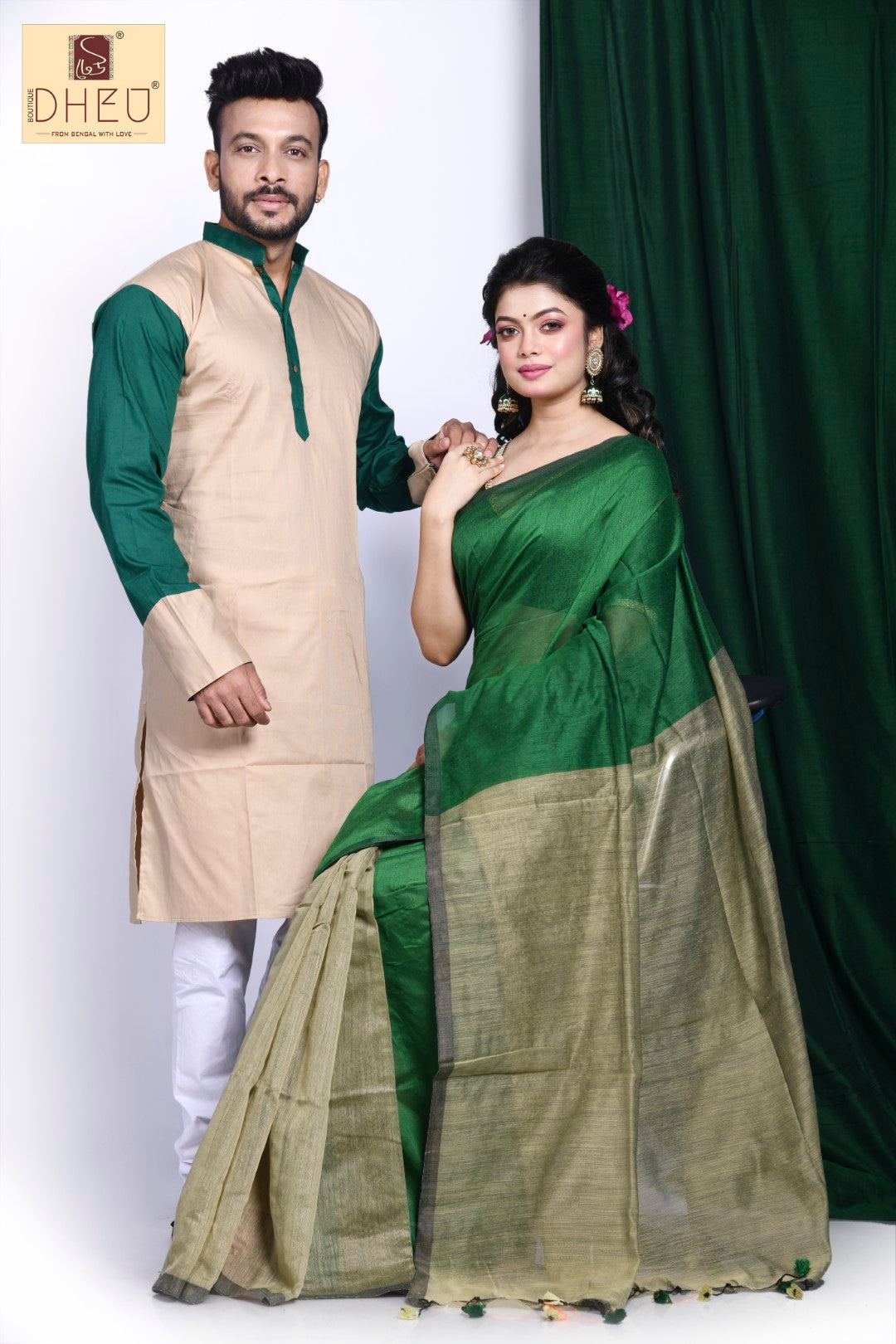 Kothay Khuji Tare-Saree-Kurta Couple Set