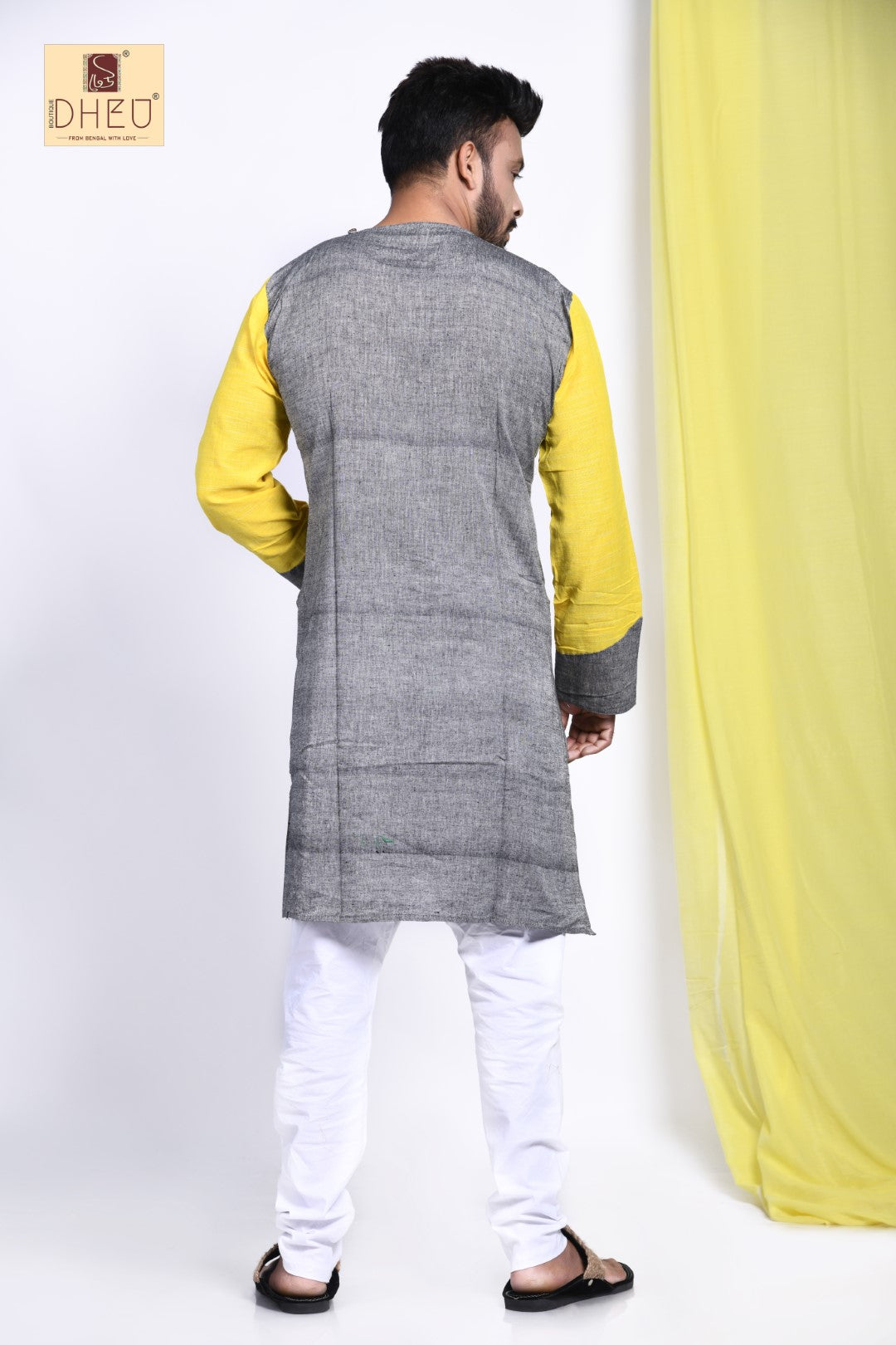 50 Shades of Grey Linen Saree-Kurta Couple Set