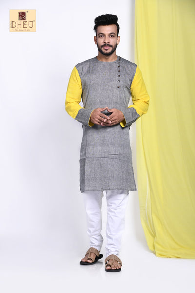 50 Shades of Grey Linen Saree-Kurta Couple Set