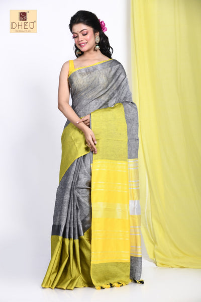 50 Shades of Grey Linen Saree-Kurta Couple Set