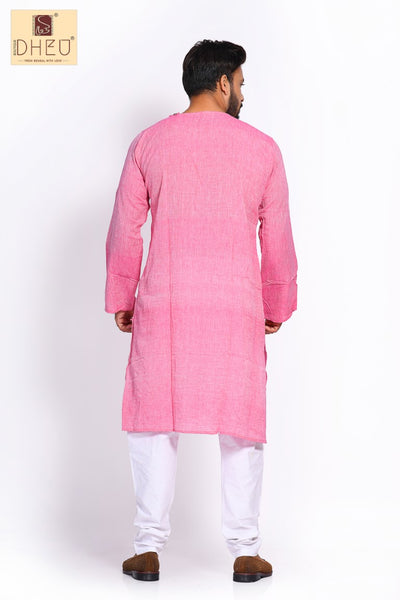 Pink Cotton  Kurta for Men