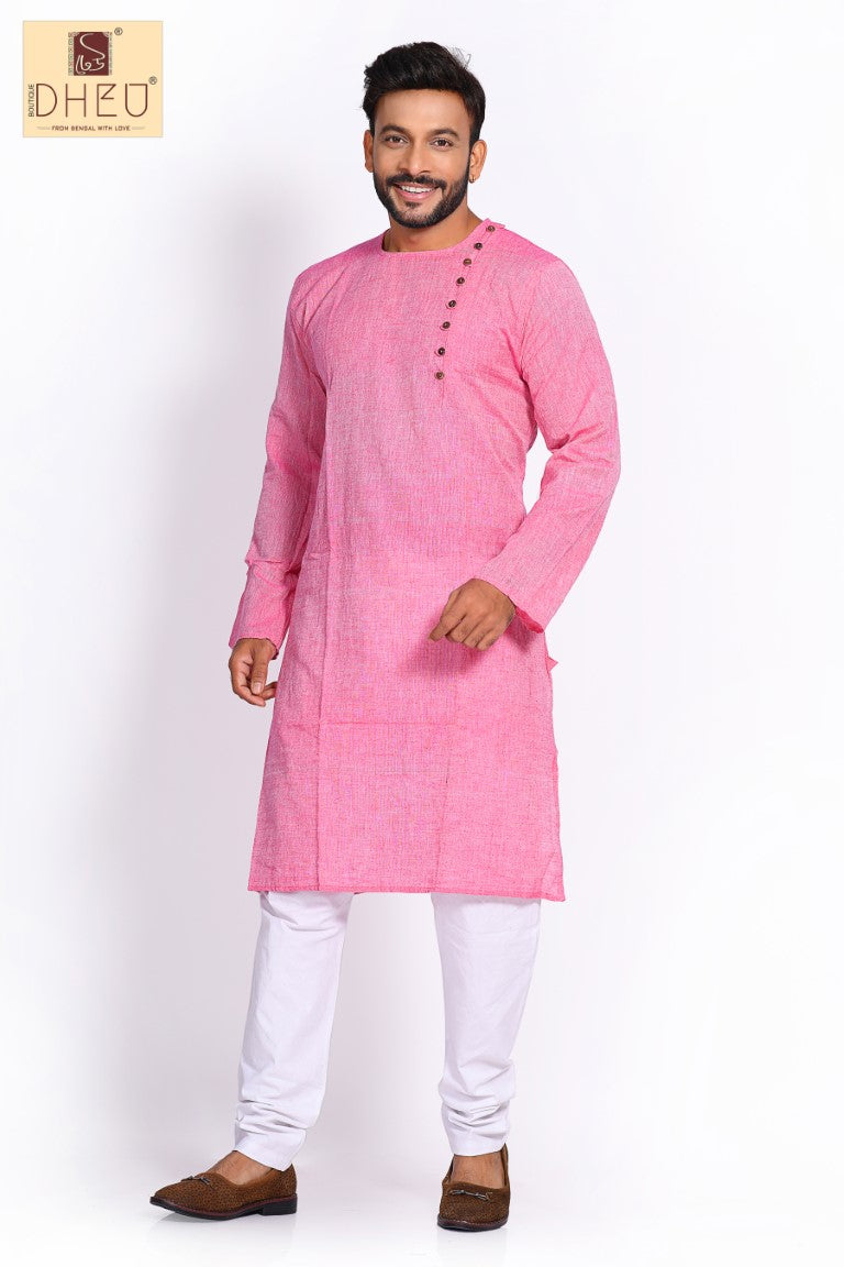 Pink Cotton  Kurta for Men