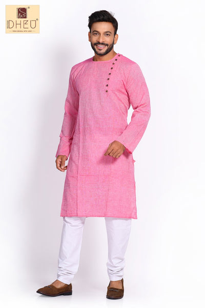 Pink Cotton  Kurta for Men