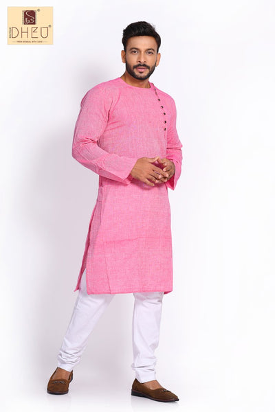 Pink Cotton  Kurta for Men