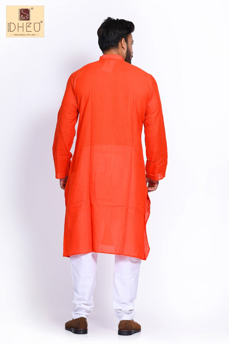 Orange Pure Cotton kurta for men