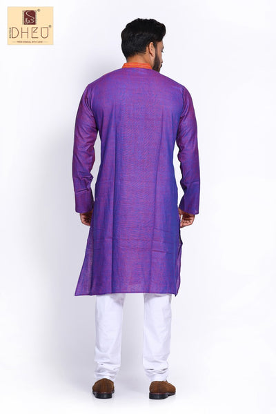Purple Pure Cotton kurta with Khes Border