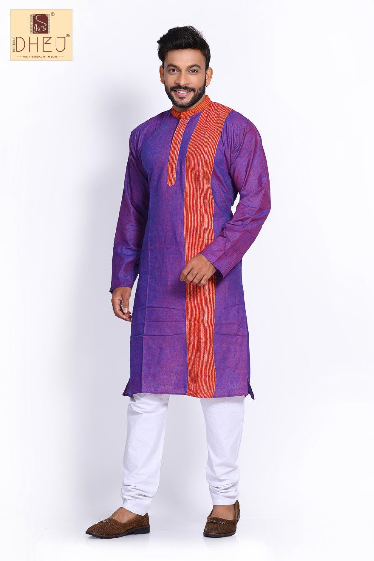 Purple Pure Cotton kurta with Khes Border