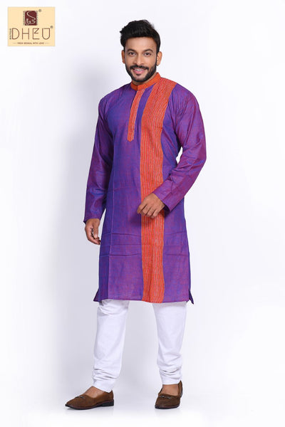 Purple Pure Cotton kurta with Khes Border