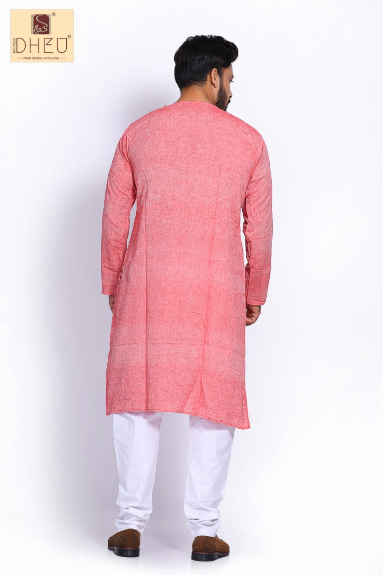 Peach Cotton  Kurta for Men