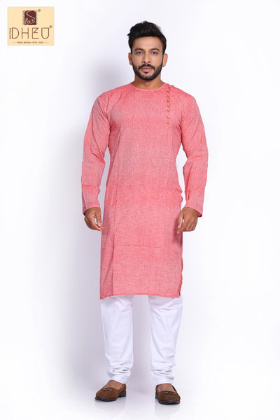 Peach Cotton  Kurta for Men