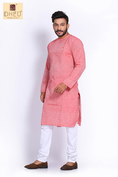 Peach Cotton  Kurta for Men