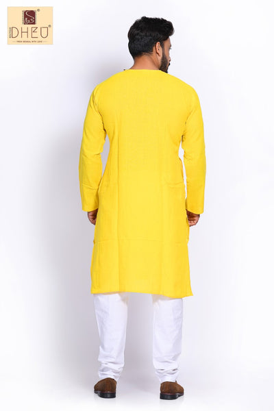 Yummy Yellow- Cotton  Kurta for Men BDK4002