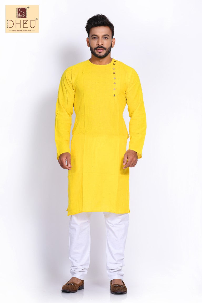 Yummy Yellow- Cotton  Kurta for Men BDK4002