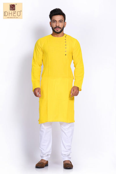 Yummy Yellow- Cotton  Kurta for Men BDK4002